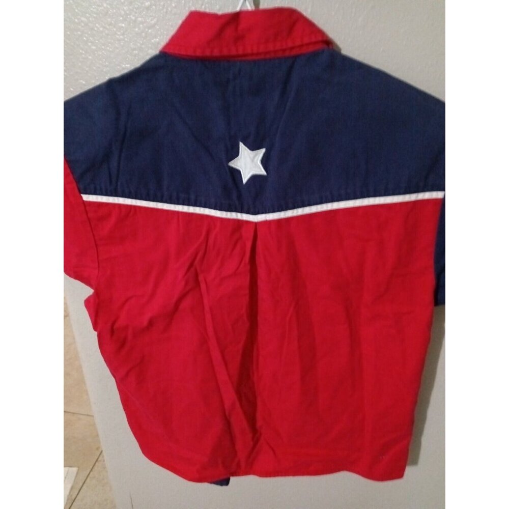 Cumberland Outfitters Womens Small Western Snap Shirt USA Stars Red White Blue - Picture 4 of 4
